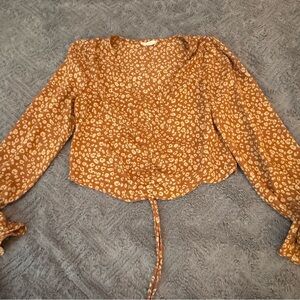 Altar'd State Brown Floral Blouse